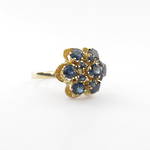 14ct yellow gold and sapphire cluster ring