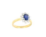 18ct yellow/white gold sapphire and diamond cluster ring