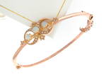 9ct rose gold opal and seed pearl set hinged bangle