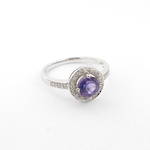 10ct white gold, amethyst and diamond set dress ring