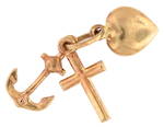 9ct yellow gold 'Hope, Faith and Charity' charm