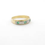 18ct yellow and white gold vintage natural emerald and diamond ring