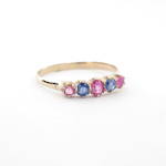9ct yellow gold vintage ceylon sapphire and natural ruby ring