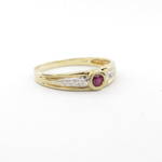 9ct yellow and white gold rub over natural ruby and diamond set ring