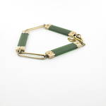 9ct yellow gold and greenstone vintage gate bracelet
