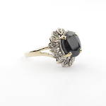 9ct yellow and white gold sapphire and diamond cluster ring