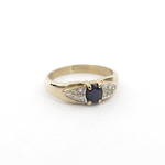 9ct yellow gold sapphire/diamond set vintage ring