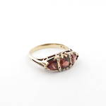 9ct yellow gold garnet and diamond set ring
