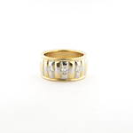 18ct yellow gold and platinum 3 stone diamond set wide band