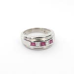 18ct white gold natural ruby and diamond set ring
