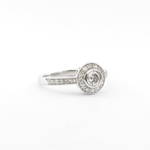 18ct white gold diamond cluster ring with shoulder diamonds