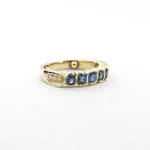 14ct yellow gold sapphire and diamond set ring