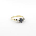 18ct yellow and white gold sapphire and diamond set ring