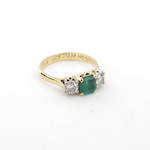 18ct yellow and white gold natural emerald and diamond set ring