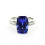 Platinum tanzanite and diamond set dress ring