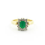 18ct yellow gold emerald and diamond cluster ring