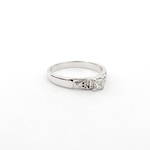 18ct white gold princess cut diamond set ring with shoulder detail