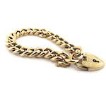 9ct yellow gold curb link padlock bracelet
