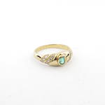 18ct yellow gold natural emerald and diamond set ring