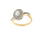 18ct yellow gold/palladium opal and diamond cluster ring