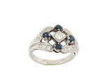 18ct white gold/palladium sapphire and diamond set dress ring