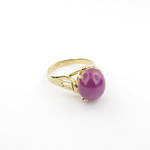 18ct yellow gold and synthetic star ruby dress ring