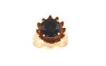 9ct yellow gold and garnet 'flower design' dress ring