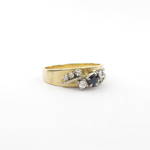 18ct yellow and white gold sapphire and diamond set ring