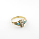 15ct yellow gold antique turquoise and pearl ring