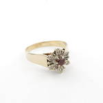 9ct yellow gold garnet and diamond dress ring