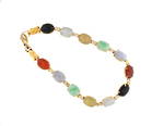 20ct yellow gold multi coloured jade bracelet