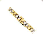 9ct 2 tone gold hollow gate link bracelet