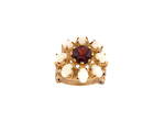 9ct yellow gold vintage garnet and opal dress ring