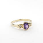 9ct yellow gold amethyst and diamond set dress ring