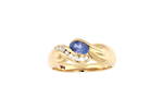 9ct yellow gold tanzanite and diamond set ring