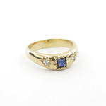 18ct yellow gold sapphire and diamond set vintage style ring