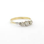 18ct yellow gold and platinum vintage three stone diamond set ring