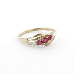 9ct yellow/white gold natural ruby and diamond set ring