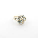 9ct yellow and white gold blue topaz and diamond set cluster ring