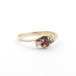9ct yellow gold natural ruby and diamond set ring