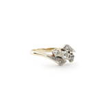 18ct yellow and white gold vintage three diamond set ring