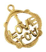9ct yellow gold 'I Love You' charm