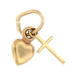 9ct yellow gold 'Heart and cross' charm