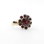 9ct yellow gold garnet cluster dress ring