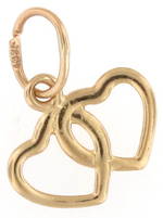 9ct yellow gold 'Double heart' charm/pendant