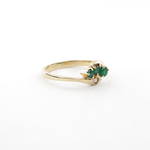 9ct yellow gold natural emerald and diamond set ring