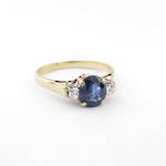 18ct yellow and white gold natural blue sapphire and diamond ring