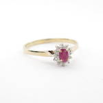 9ct yellow and white gold ruby and diamond cluster ring