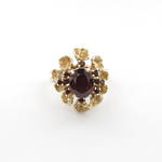 9ct yellow gold unique garnet cluster ring