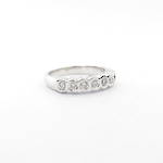9ct white gold 5 x cubic zirconia rub over set ring